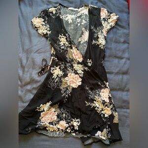 Hello Molly Black Floral Wrap Dress